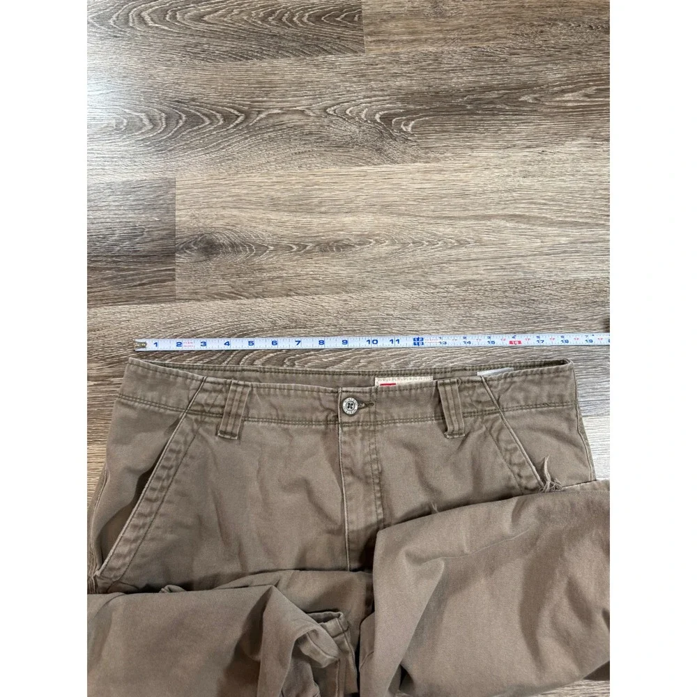Wrangler Pants Mens 36x32 Relaxed Fit Cargo Brown Cotton‎ Distressed